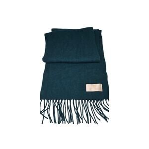 Calzeat of Scotland Emerald Green 100% Lambswool Scarf Fringe 10x60 Warm Cozy